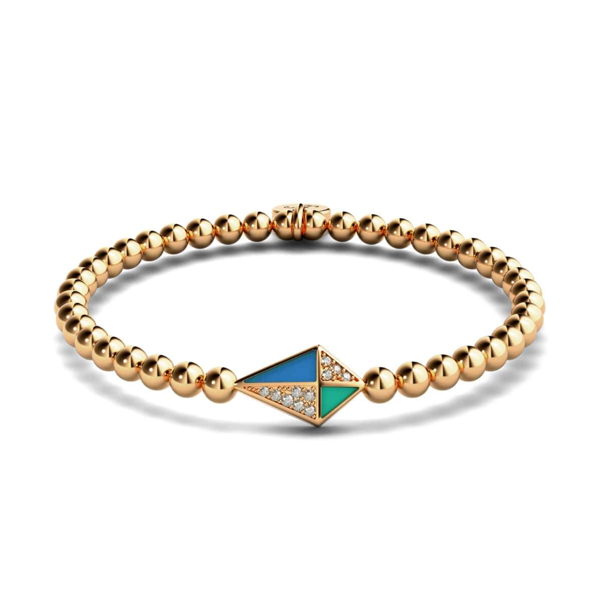 Cerf-volant | Or rose 18 carats | Émail | Bracelet à breloques en cristal